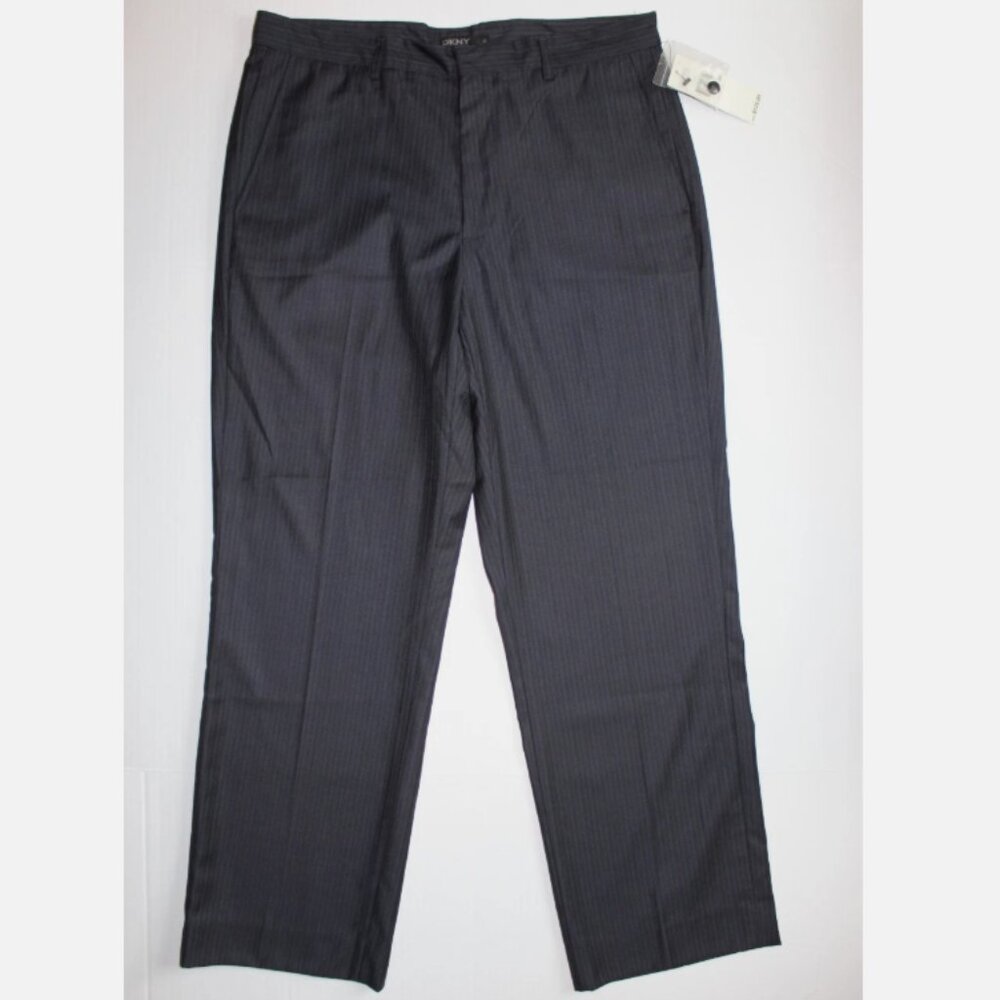 NWT DKNY Charcoal Gray Pinstripe Dress Pants Men's 36 Waist 31 Inseam 42 Length